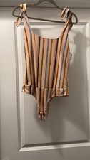 BCBG GENERATION Riviera Striped Bodysuit Size Small 68 MSRP MULTI COLOR