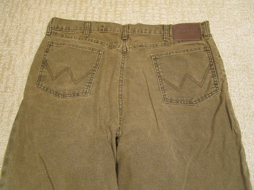 Wrangler Jeans Men 38x36 Brown Canvas Brush Guard Hunting Hiking Trail Pro Gear - Picture 4 of 9