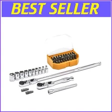 Compact 45-Piece Tool Set with Locking Flex-Head Ratchet for Tight Spaces