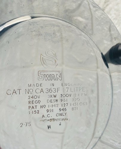Vintage SWAN CA 363F Automatic Chrome Kettle Nice Condition Late 70s Early 1980s - Picture 6 of 17