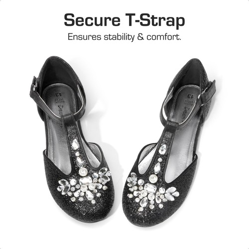 Girls Mary Jane Dress Shoes Pearl T-Strap Party Flower Wedding Princess Flats... - Picture 2 of 6