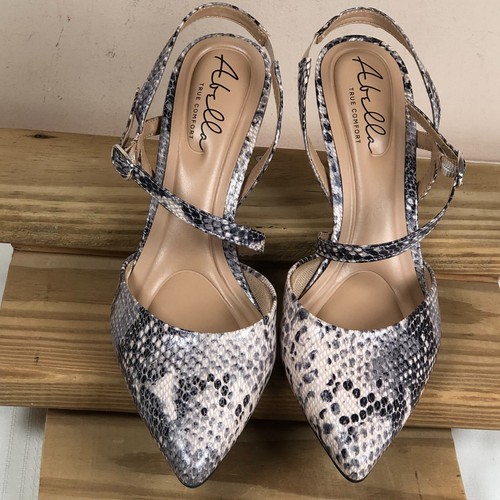 Tacones altos Abella True Comfort piel de serpiente bronceada sintética talla 7,5 zafiro Nat Cobra - Imagen 7 de 15