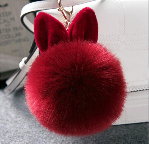Flauschiger Schlüsselanhänger Hase Bommel Damen Tasche Kaninchenohr Fell Ball Anhänger Schlüsselring - Bild 18 von 23