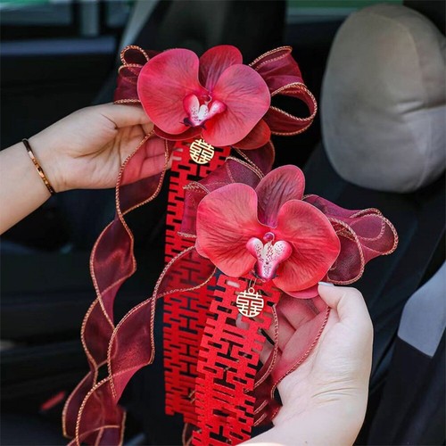 2Pcs Suction Cup Car Rearview Mirror Ornament Wedding Decoration Photo Props - Picture 15 of 17