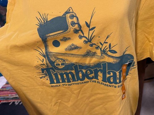 Neu mit Etikett Timberland Damen XL gelb Grafik T-Shirt Stiefel Wandern aktiv - Bild 2 von 4