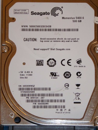 ST9500325AS SN: 6VE | PN: 9HH134-287 | FW: 0003SDM1 | SU 500GB Seagate Momentus - Foto 7 di 11