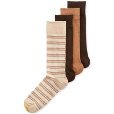 New Mens Gold Toe Classic Fall Stripes and Solid 4 Pack Crew Dress Socks 10-13