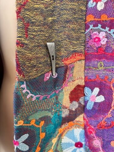 Soft Surroundings Kimono Jacket XS Art to Wear Op Art Embroider Floral Patchwork - Picture 8 of 21