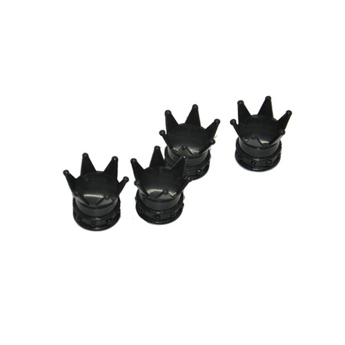 4Pcs Car Wheel Tyre Tire Valve Stems Air Dust Covers Caps Black Kings Crown - Picture 4 of 12