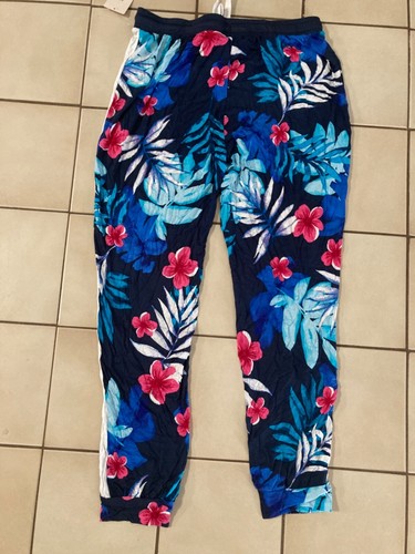 NWT Women’s SECRET TREASURES Blue Tropical Lounge Pajama Jogger Pants Sz S (4-6) - Picture 4 of 4