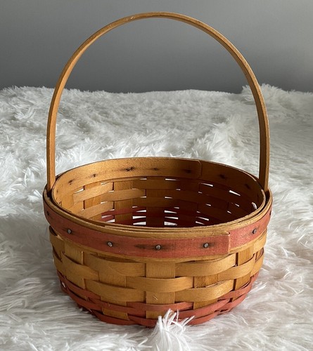 Longaberger Vintage 1994 Small Easter Basket Red Trim Handle 7” x 6.5” x 8” - Picture 3 of 9
