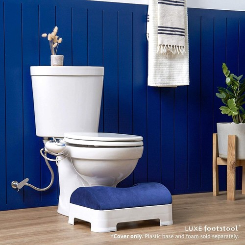 Cubierta de terciopelo Luxe con cremallera para reposapiés de inodoro Luxe ~~Solo cubierta ~~ Azul marino - Imagen 5 de 5
