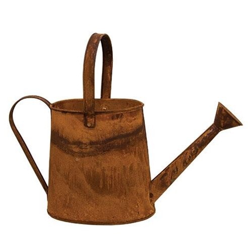 Primitive Rusty Rust Watering Can Tin Planter Vase Basket Distressed Farmhouse - Picture 1 of 2