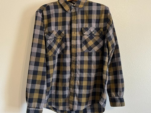 Rugged Wear Flannel, Long Sleeved, Size L Yellow Grey Plaid Button Up Mens Large - Picture 2 of 4