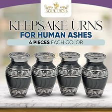 Grey With Silver Bands Small Keepsake Urns for Human Ashes - Set of 4