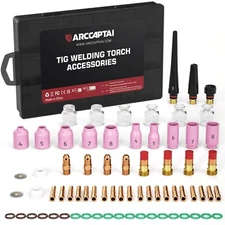 ARCCAPTAIN TIG Welding Torch Accessories kit 71 Pcs Alumina Nozzle Collets Bo...