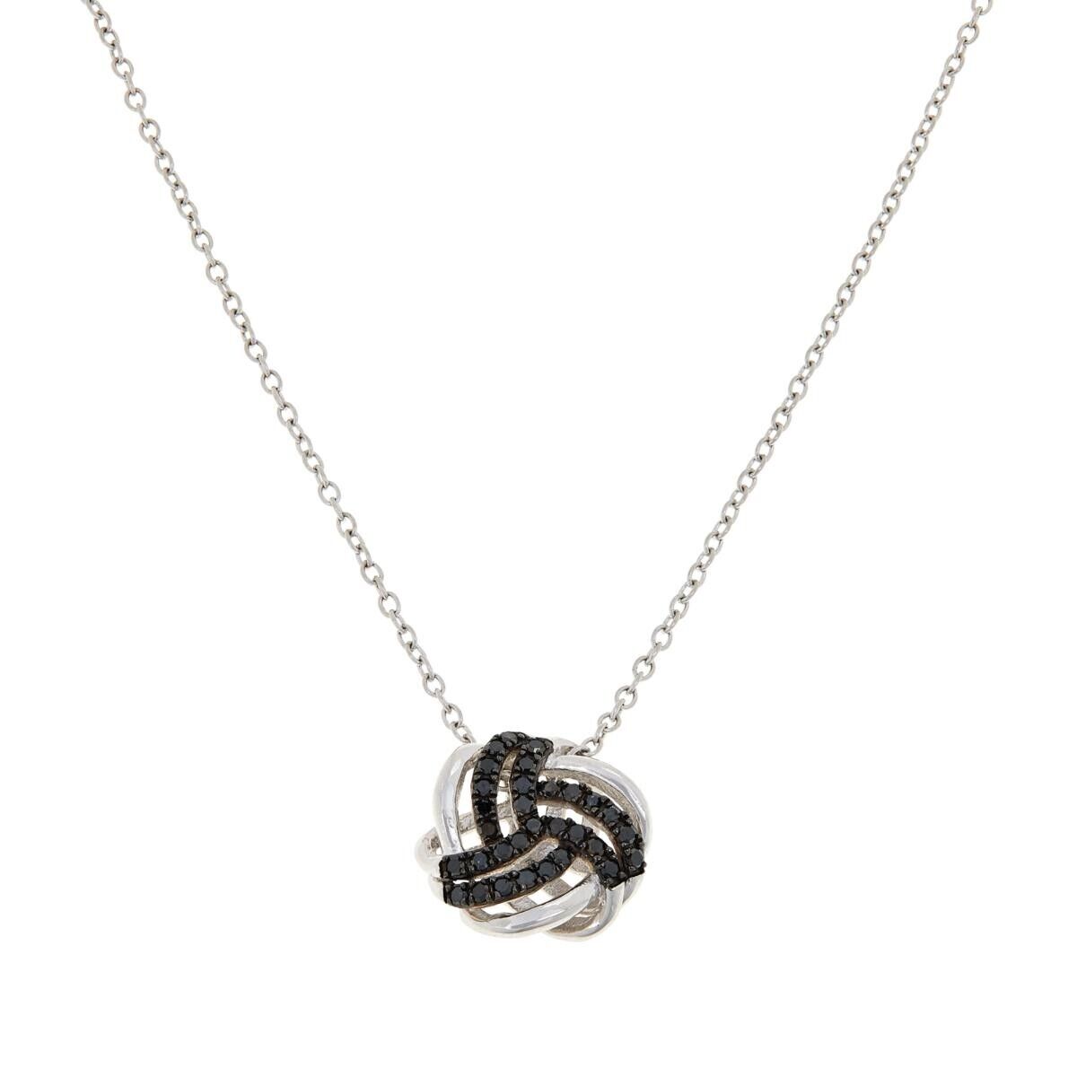 Sterling Silver Black Diamond Love Knot Pendant Necklace Sterling Silver Black Diamond Love Knot Pendant Necklace