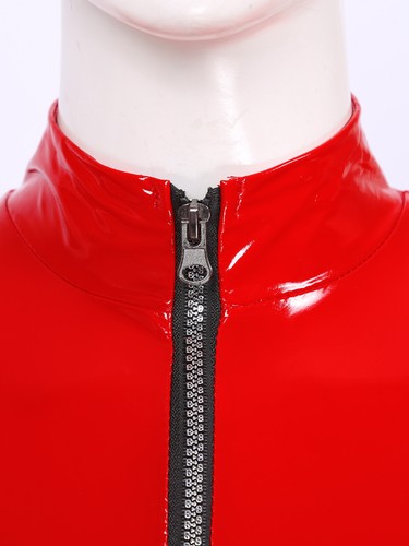 Damen Sexy Body Glänzend Lederoptik Stringbody Lange Ärmel Overall Gogo Clubwear - Picture 30 of 34