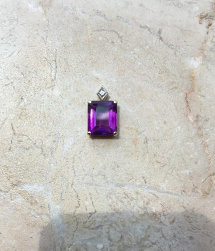 Vintage Estate Amethyst & Diamond Pendant, 14k - Picture 4 of 9