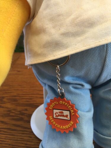 Homer Simpson 16 inch Plush Doll Figure 2002 with Keychain & Adjustable Stand - Picture 2 of 7