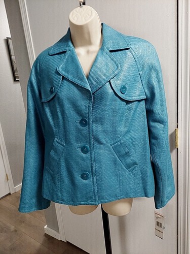Jones New York Women's Beautiful Teal Blazer Jacket, NWT, Size 12 - Picture 4 of 11