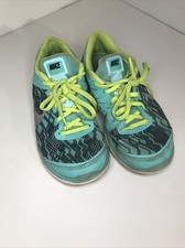 Nike Flex 2016 Print Girls Running Shoes 845030-300 Turquoise 3 Youth- Pre Owned