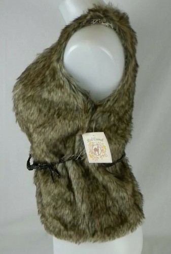 Red Camel Girls Brown Faux Fur Lined Vest With Belt Girl's/ Kid's Size Large New - Picture 4 of 12