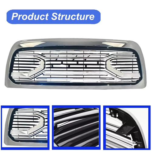 Chrome Big Horn Front Grille Fits for Ram 2500 3500 2010-2018 W/Letters - Foto 5 di 7