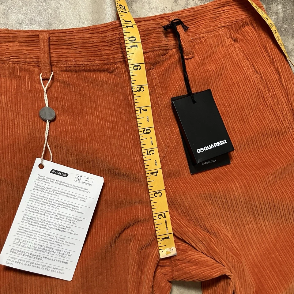 Dsquared2 Pants Womens 38/ XS Orange Casual Mid Rise Ribbed Trousers - Image 3 of 4