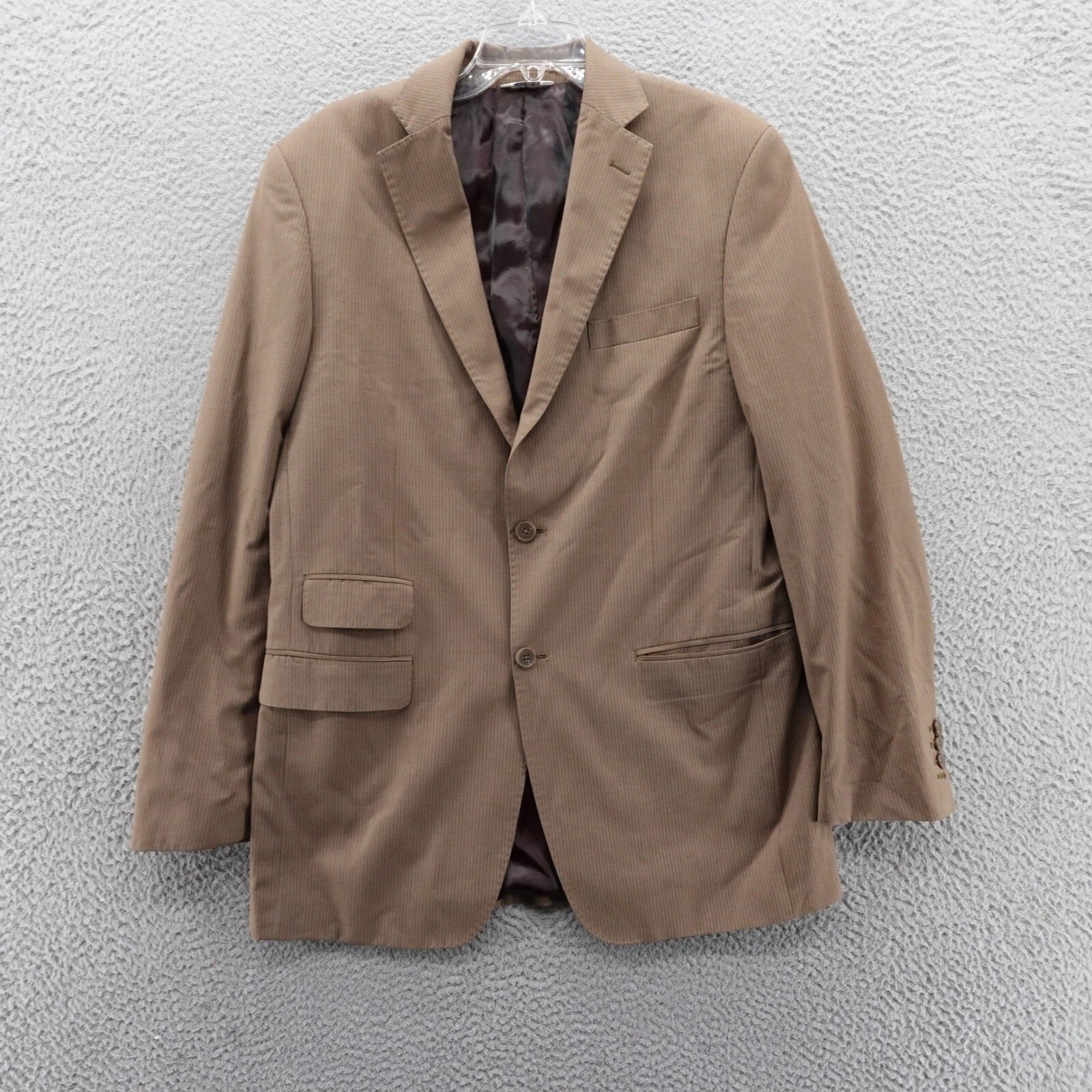 Giacca cappotto sportivo Gino Valentino lana australiana seta 40L marrone righe uomo