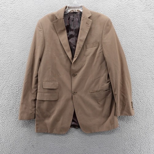 Gino Valentino Australian Wool Silk Sport Coat Jacket 40L Brown Stripe Mens