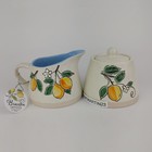 Spectrum Designz Braxton Lemons Sugar Bowl W/ Lid & Creamer Pot Spring Summer