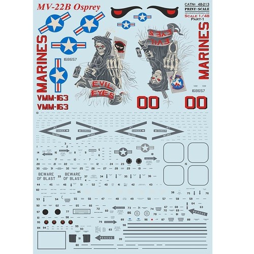 Print Scale 48-213 Waterslide Decal for airplane 1:48 MV-22B Osprey Part 1 NEW - Picture 1 of 24