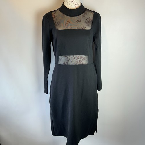 Anthropologie Maeve durchsichtiges Bodycon-Kleid mit Einsatz – schwarz Large UK 12–14 neu ohne Etikett - Bild 1 von 13