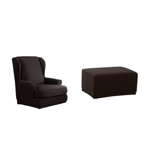 Wing Chair Slipcover Back Sofa Include Footstool Wing Chair Slipcover Back Sofa