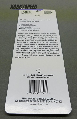 ATLAS HO SCALE CODE 100 #4 MARK V RIGHTHAND TURNOUT track switch ATL392 NEW - Picture 2 of 2
