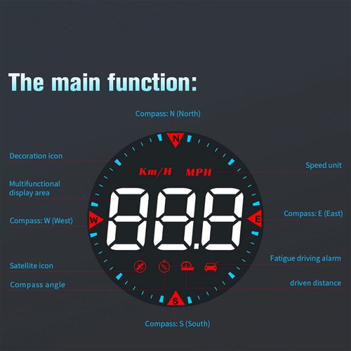 G5 HUD GPS Speedometer Universal Car Head Up Display Speed Warning Alarm - Picture 7 of 12