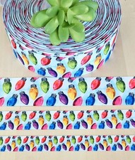 5/8, 7/8  1.5" 1 YD Christmas Tree Lights Grosgrain Ribbon Christmas Bulbs