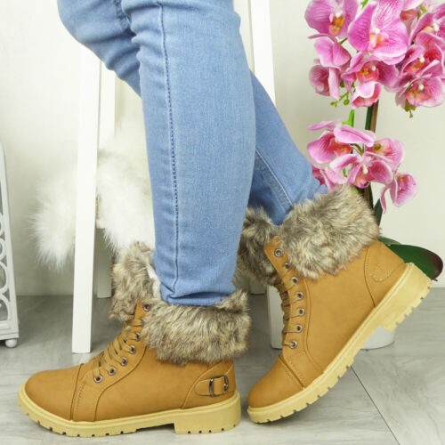 Botines Damas Zapatos Con Cordones Imitación Piel Forrados Cálidos Invierno Informales Mujeres Tallas - Imagen 12 de 41