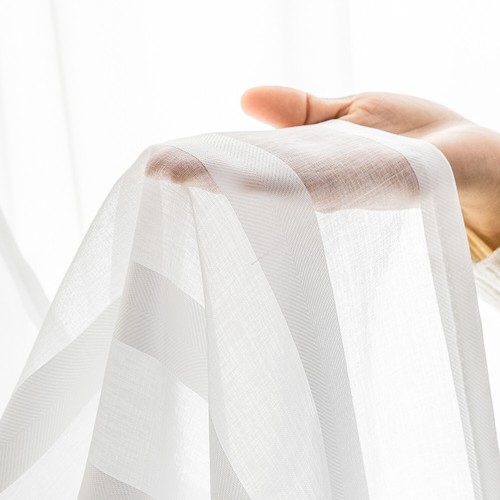 Sheer Drapes Floor Striped Rod Pocket Polyester Window Curtains 2 Panels - Bild 4 von 48