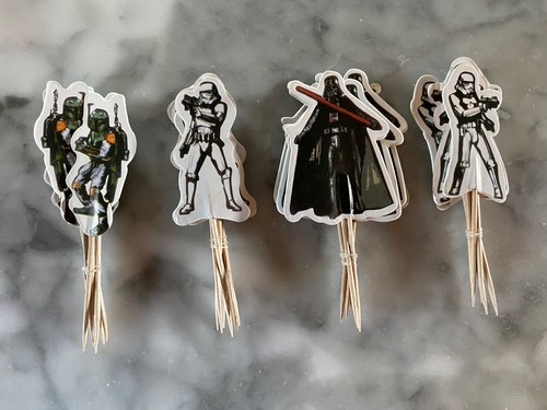 Star Wars Cupcake Toppers Picks Kids Birthday Party Supplies Boba Fett 24pcs - Picture 2 of 4