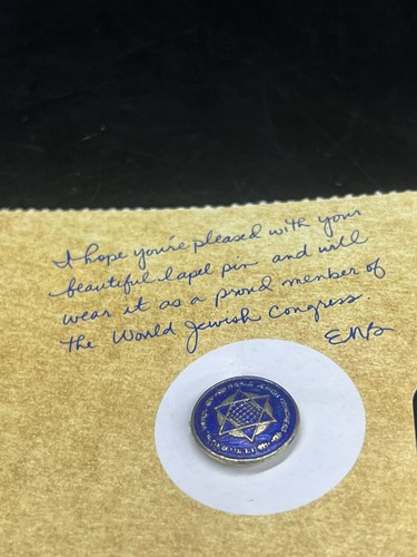 World Jewish Congress Tie Tack Lapel Pin Star of David Globe Vintage - 第 4/4 張圖片