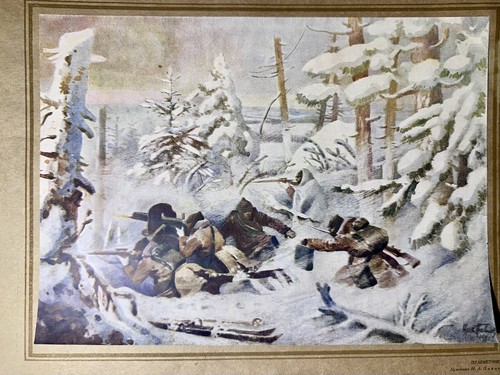 Set 4 RARE Soviet Realism Prints Russian Ukraine Propaganda Winter Military Art - Picture 5 of 13