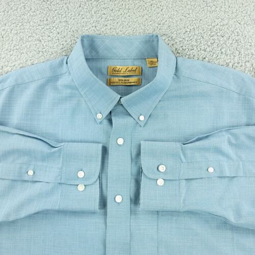 Roundtree & Yorke Shirt Mens XL Extra Large Blue Gold Label Business Office - Picture 2 of 15