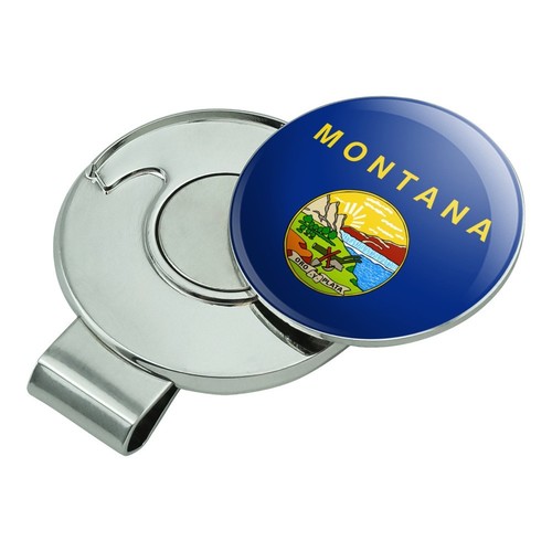 Montana State Flag Golf Hat Clip With Magnetic Ball Marker - Picture 2 of 6