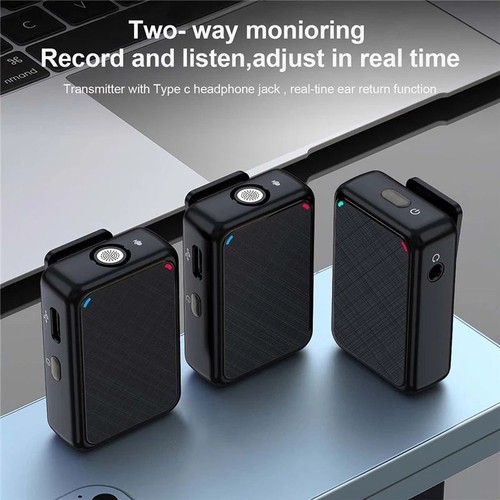 Wireless Recording Microphone Dual Channel Lapel Mic System with 98ft - Picture 1 of 14