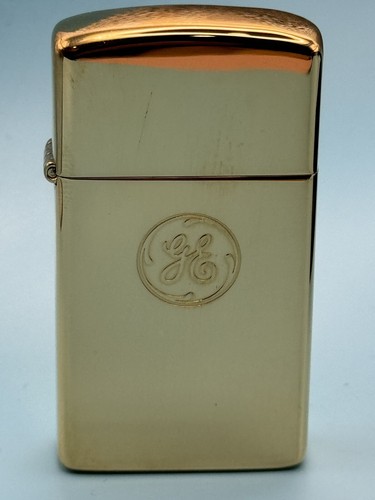 Vintage 1994 GE General Electric Advertising HP Gold Slim Zippo Lighter NEW - Picture 2 of 6