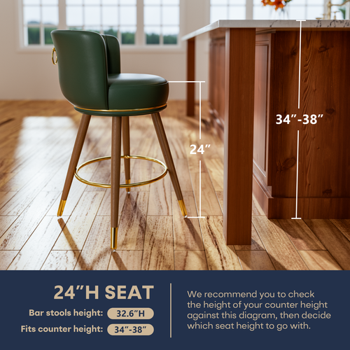 Set of 2/4/6 Counter Height Chairs Pu Leather Barstools Swivel Dining Chairs24'' - Picture 71 of 96