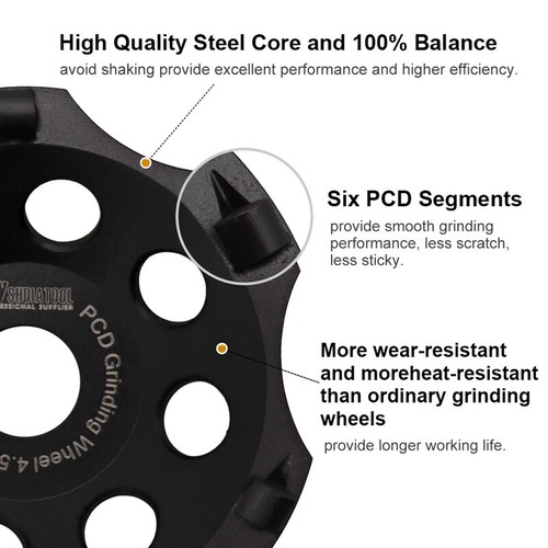 SHDIATOOL Hexagonal PCD Grinding Cup Wheel Remove epoxy Coatings Waterproof - Picture 4 of 12
