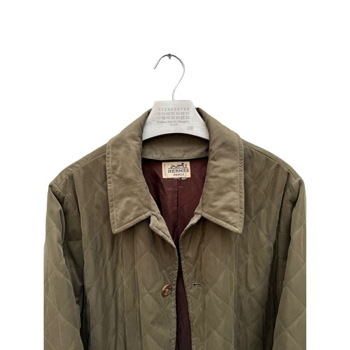 Hermes Kaki Quilted Jacket Detachable Wool Lining Size L - Picture 3 of 10